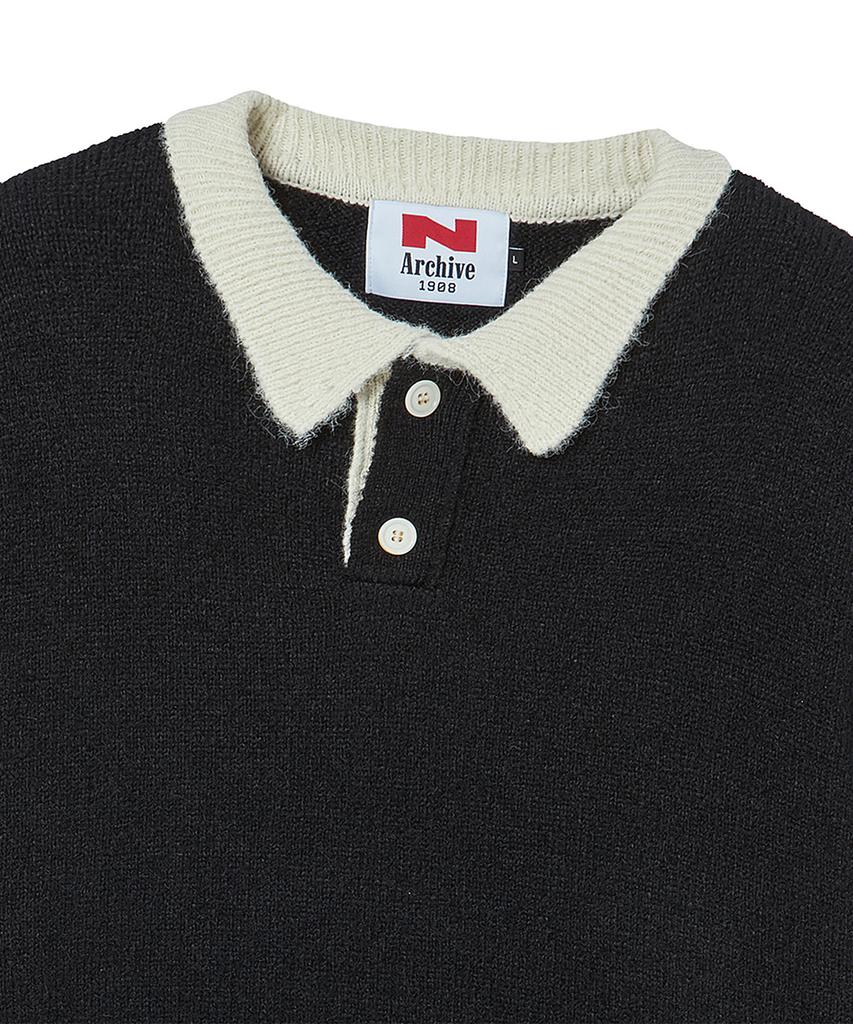 BEYOND CLOSET [Collection Line] Fuzzy Archive Rugby Knit Black