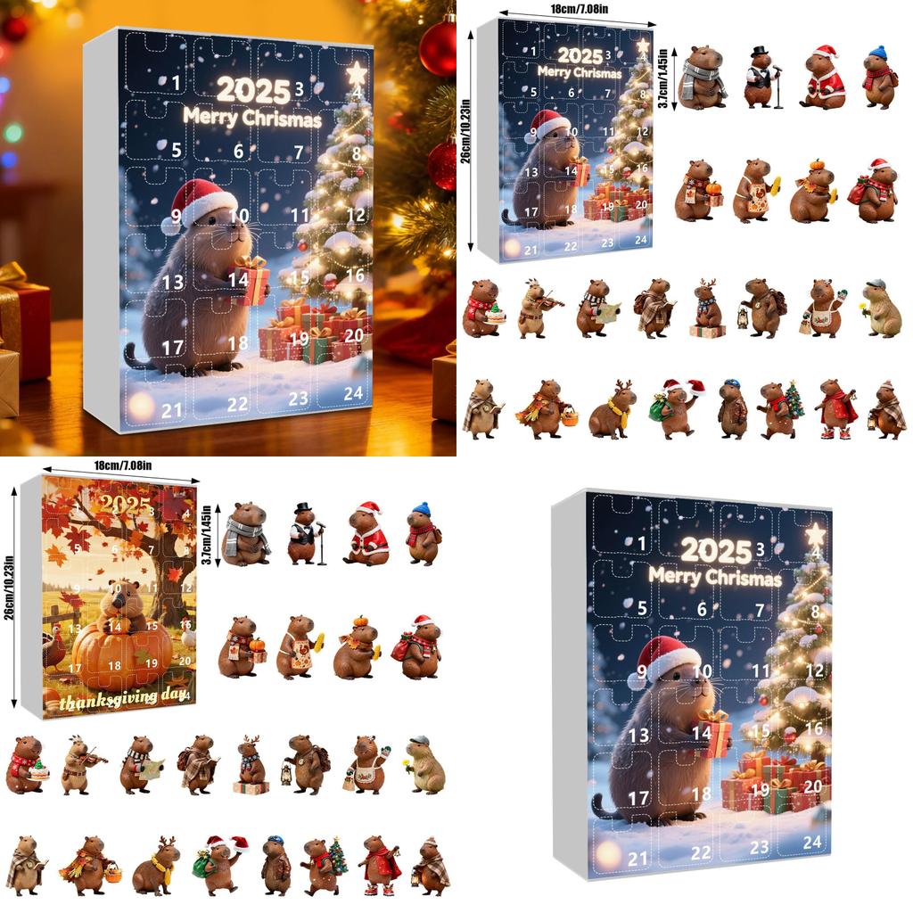 Christmas Countdown Series With Marmot Figures Acrylic Wall Hanging For Holiday Celebration