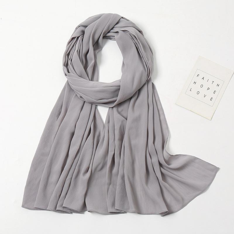 Monochrome natural wrinkled chiffon headscarf breathable pleated bag headscarf YW breathable sunscreen