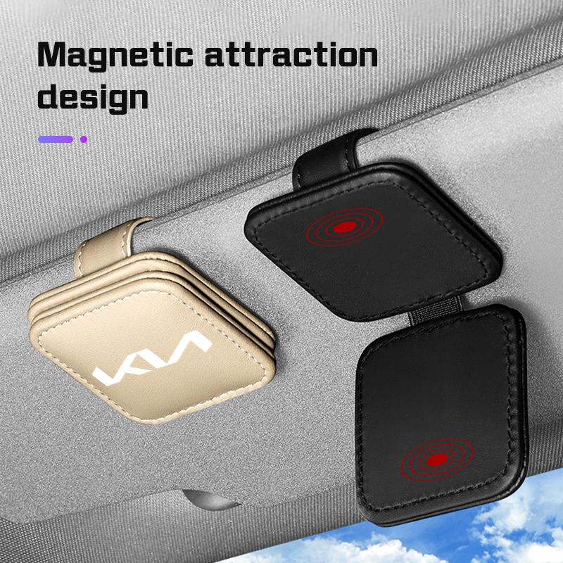 Leather Car Visor Glasses Clip For KIA Rio 5 Ceed Cerato K2 K3 K4 Sportage Picanto Optima Sorento Sunglasses Holder Accessories