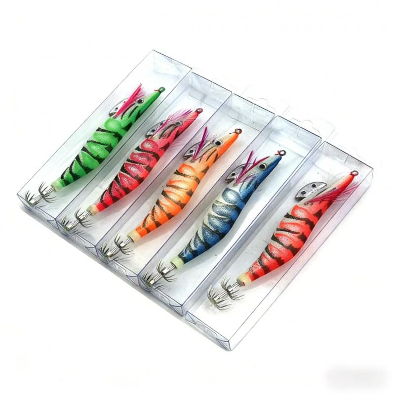 Luminous Wood Shrimp Lure11CM13.5GTossing Sea Fishing Squid Hook Lure Fishing Essential Fishing Gear