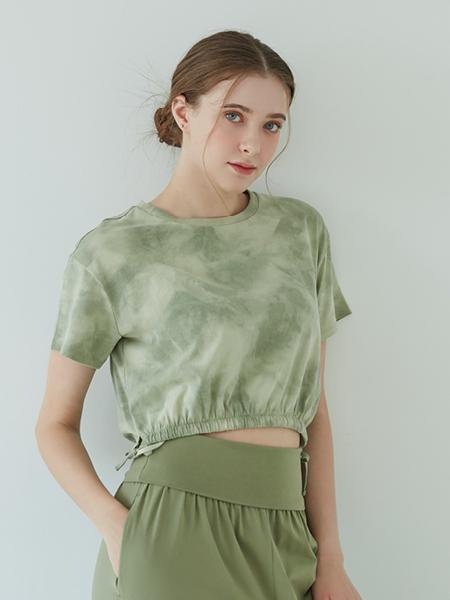 Formative (Fmst402) Tie-Dye Print Self-Tie Crop Top_Forest Tie-Dye Sm