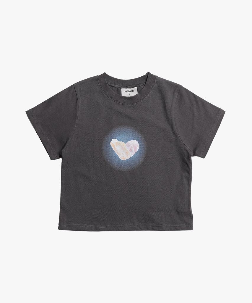 PEACE MAKER Stone Heart Crop Tee (Charcoal)