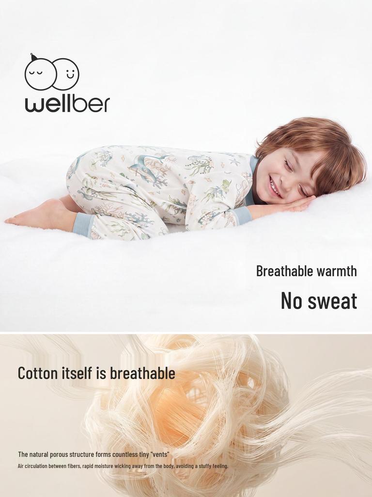 Weibeilu A-Grade Pure Cotton Baby Autumn/Winter Pajama Set, Trousers & Home Clothes