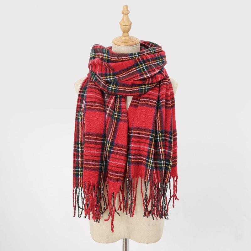 Direct sale England plaid fringed scarf women's imitation cashmere warm autumn and winter high-end sense versatile fashion scarf