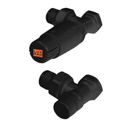 Set of Angle Valves 1/2” X 1/2” for Luxrad Radiators, Black 9005 MAT