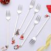 Stainless Steel Material Fruit Forks Christmas Snack Dessert Forks Food Pick Set