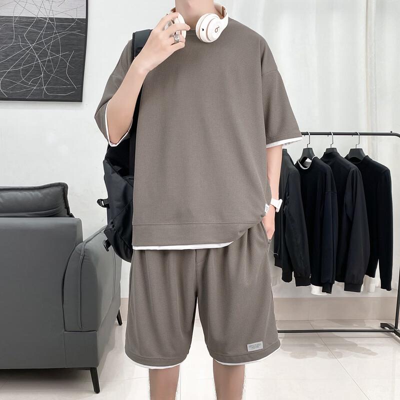 Men's Waffle Ice Silk Casual Short Set