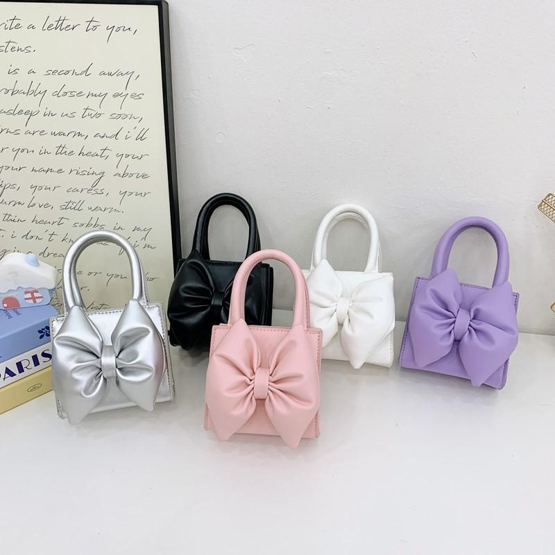 Childrens Pu Mini Shoulder Bag With Butterfly Bow For Daily Use