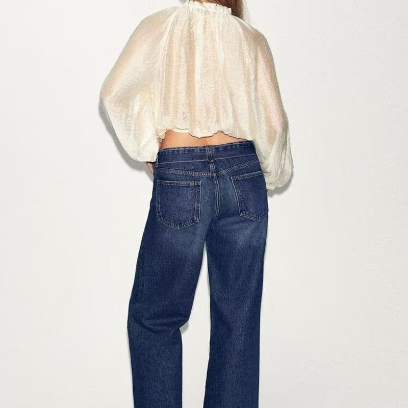 Zbzr Autumn New Women Clothes Western Style Fashion Temperament Loose Bubble Vertical Shirts Top 5029182