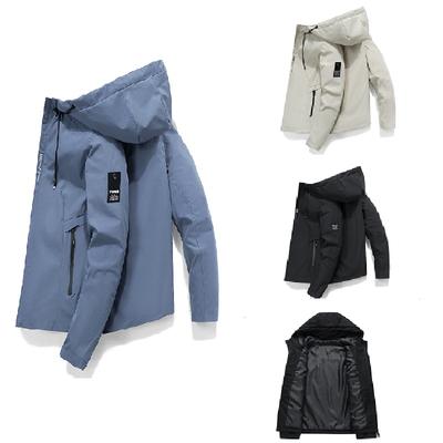 Giacca da baseball con cappuccio casual da uomo primaverile e autunnale, giacca sportiva da esterno, giacca antivento con cerniera
