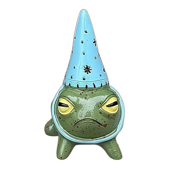 Huaqianguhh Miniature Frog Figurine, Little Statue with A Party Hat, Decorative Resin Ornament for Outdoor Garden Courtyard