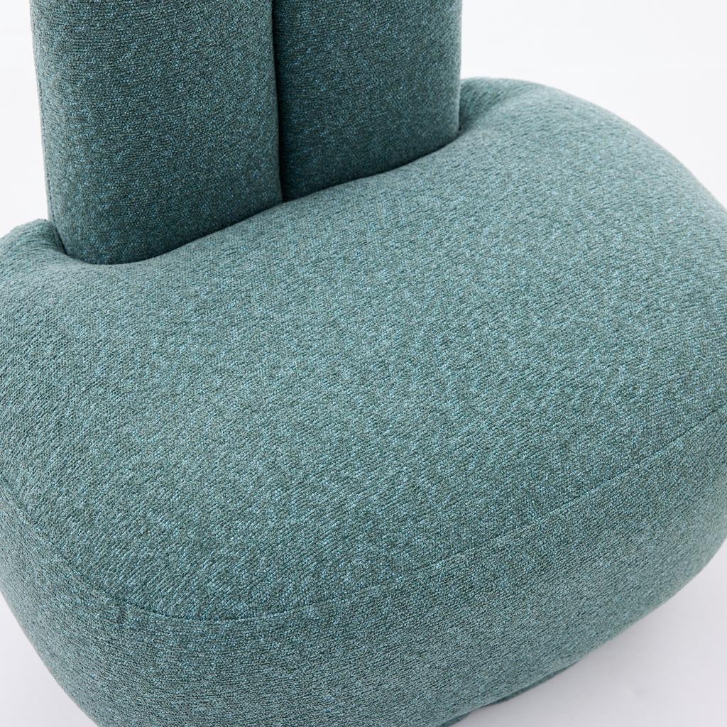 Cozy Bunny-Ear Fabric Ottoman - Fixed Upholstered Stool with Cute Ears, No Storage, Not Removable