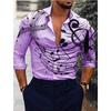 Camicia da uomo alla moda a maniche lunghe con colletto e bottoni, taglie forti, con stampa 3D