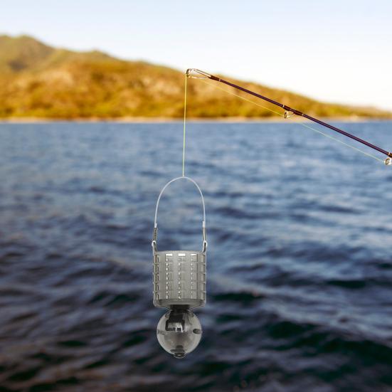 Fish Feeder Basket Fishing Bait Trap Cage Coarse Lure Feeder Basket with Fillable Float Ball Gift for Fishing Enthusiasts