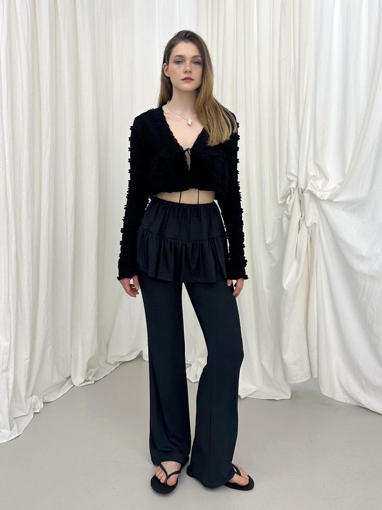 MOIFAIRE Frill Ribbon Skirt Pants / Charcoal