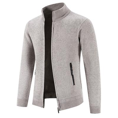 Spring And Autumn Winter Men'S Large Loose Velvet Sweater Coat Zipper Pocket Knitted Cardigan Top