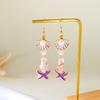 Natural Shell Alloy Earrings With Electroplating For Trendy Beach Party Accessories