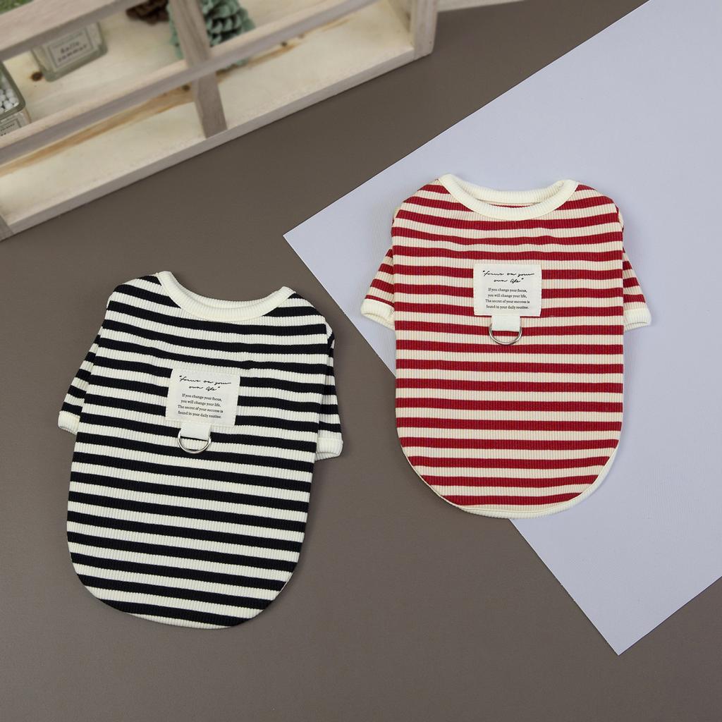Winter Warm Black Striped Dog Bottoming Shirt Soft Adorable Pet Vest for Maltese Small Breed Dogs Puppy Clothes Pet Clothe Stuff