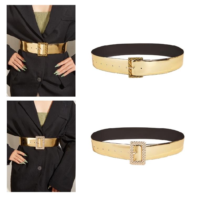Female Belt Gold Color Glitter Waist Belt Decorative Belts for Womens Jeans