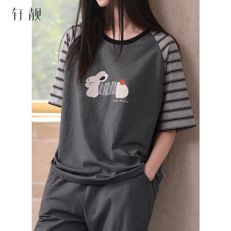 Xuan Liang Sleepwear Women's Summer Thin Cotton Short Sleeved Shorts Three Piece Set Home Clothes Casual Outerwear