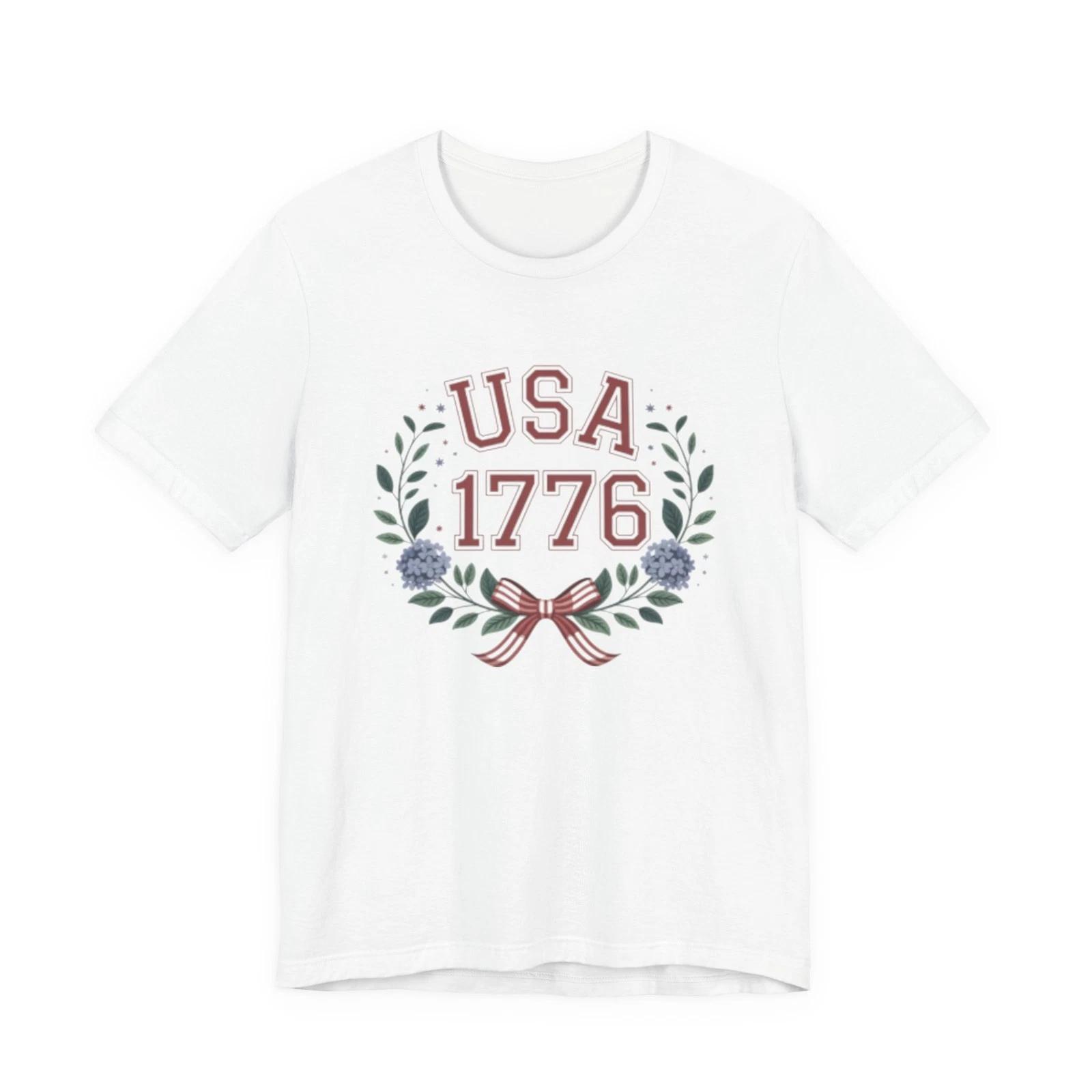 USA 1776 Laurel Wreath Fourth of July Tee | Patriotic Independence Day Shirt L