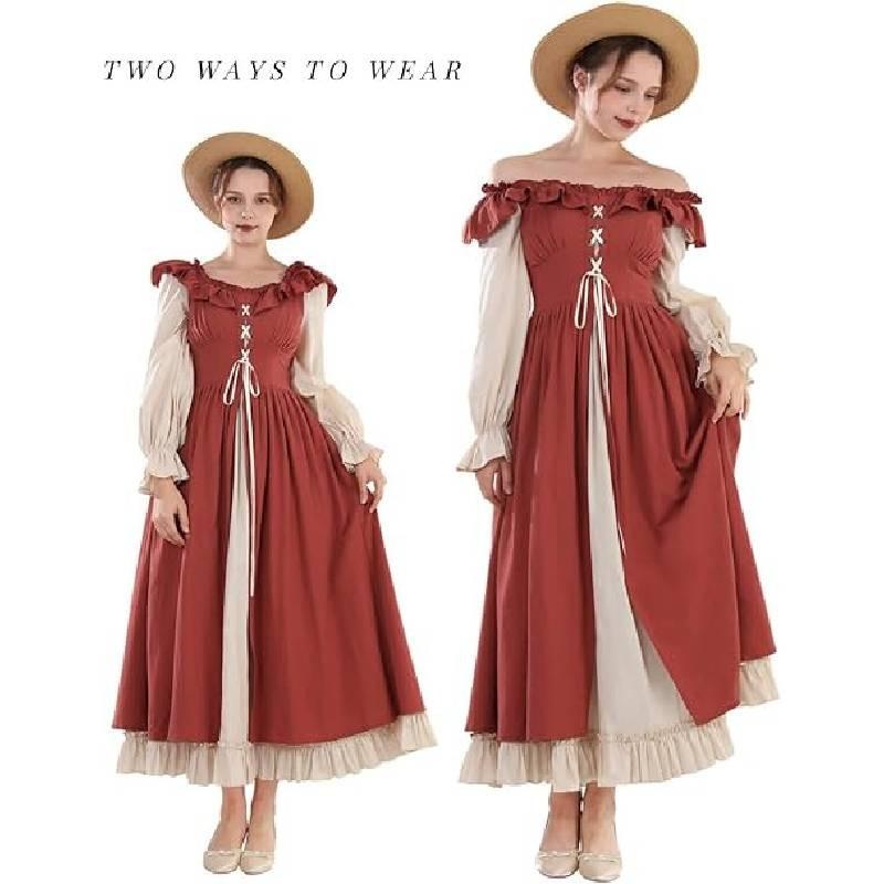 Medieval Renaissance The Lotus Long Sleeves Dresses Cosplay Costume Clothes