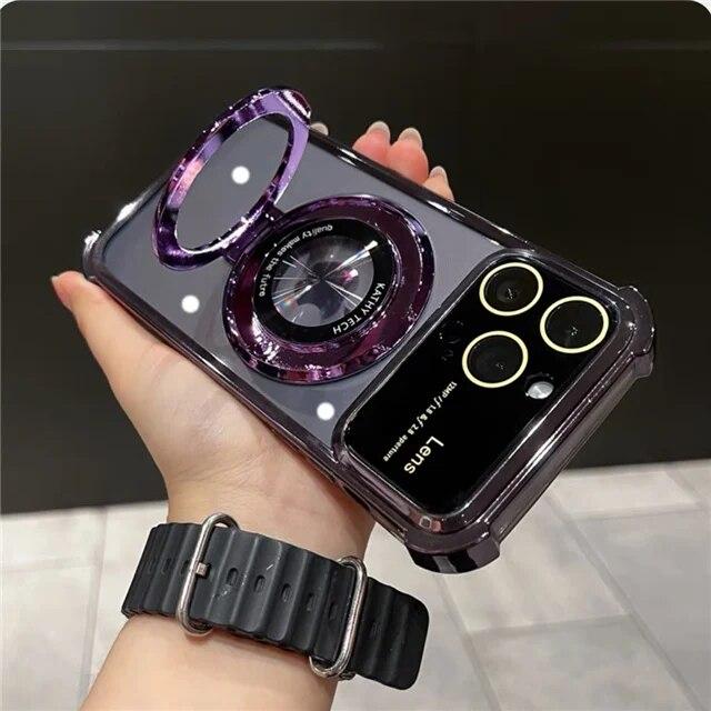 

Роскошный чехол Magsafe с магнитным держателем и подставкой для телефона iPhone 11 12 13 14 15 Pro Max, защитный бампер на 15 Plus, чехол For iPhone XS Max