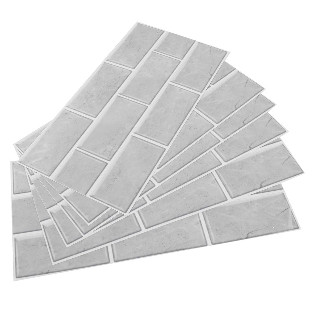 6pcs Gray Tile Pattern Wall Decal Waterproof SelfAdhesive Wall Sticker for Home Kitchen