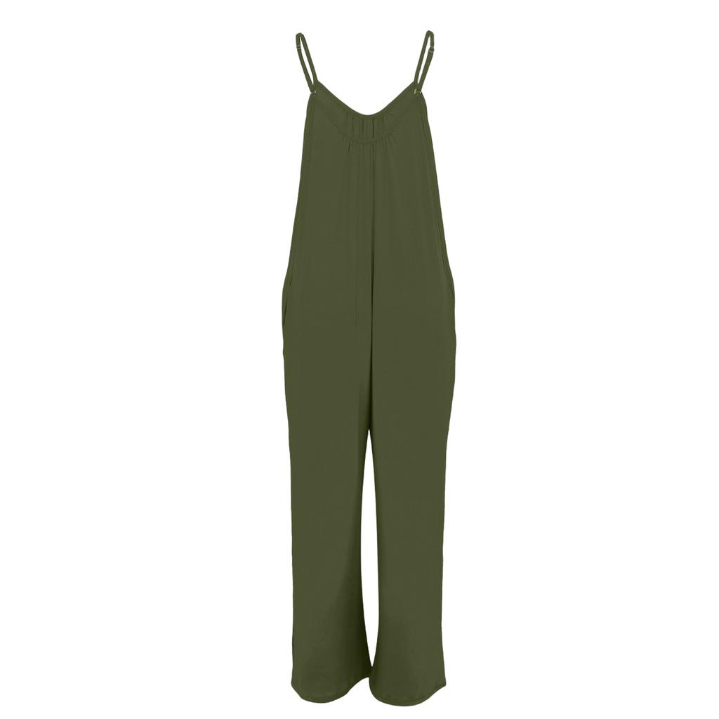 Tuta da donna a tinta unita senza maniche con taschino sul petto Jumpsuit casual