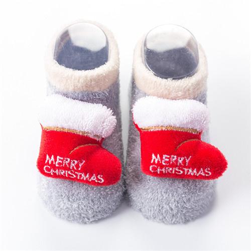 0-24M Christmas Socks Newborn Baby Boys Girls Socks Anti Slip Coral Fleece Short Socks for Babies Winter Warm Sock New