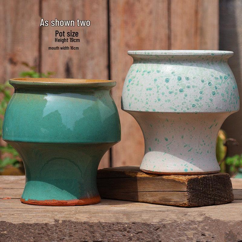 Handgefertigter weißer Grobkeramik-Blumentopf im europäischen Stil für Grünpflanzen, Rosen, Hortensien und Sukkulenten