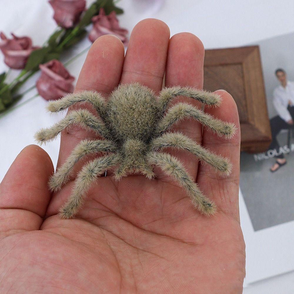 3D Halloween Plush Spider Realistic Artificial Spider Flocking Black Spider  Party Prop