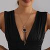 European & American Cross-Border Round Paved Diamond Tassel Necklace - Winter Trendy Long Sweater Chain