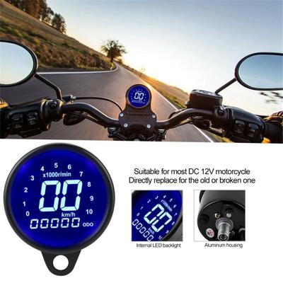 12V Motorcycle LCD Digital Odometer 7 Colors Waterproof Speedometer Tachometer