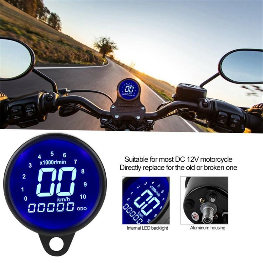 

12V Motorcycle LCD Digital Odometer 7 Colors Waterproof Speedometer Tachometer