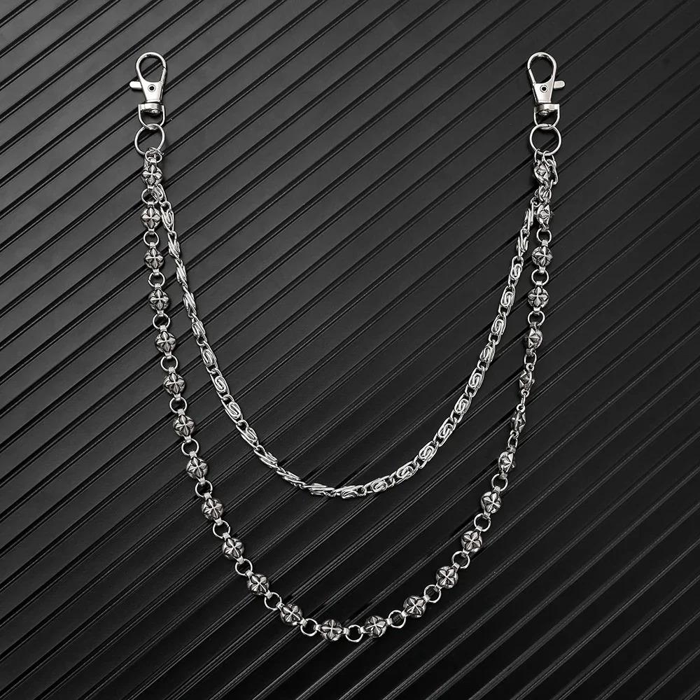 A Harajuku Style Street Hip-Hop Jeans Chain with Personalized Punk Style Double-Layer Waist Chain for Men and Women Accessories