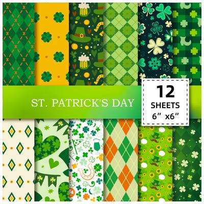 12 Irish St. Patrick'S Style Backing Paper Holiday Decoration Handbook Material Paper