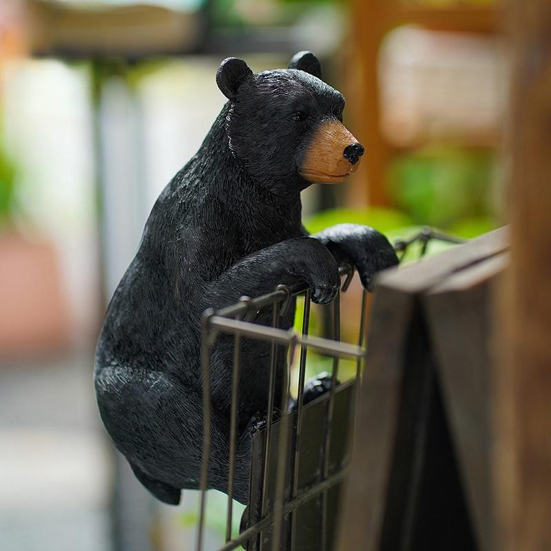 

1Pcs Garden Black Bear Statues Outdoor Decor Garden Art Outdoor for Statue Patio Yard Decoration Housewarming Garden Gift Rose