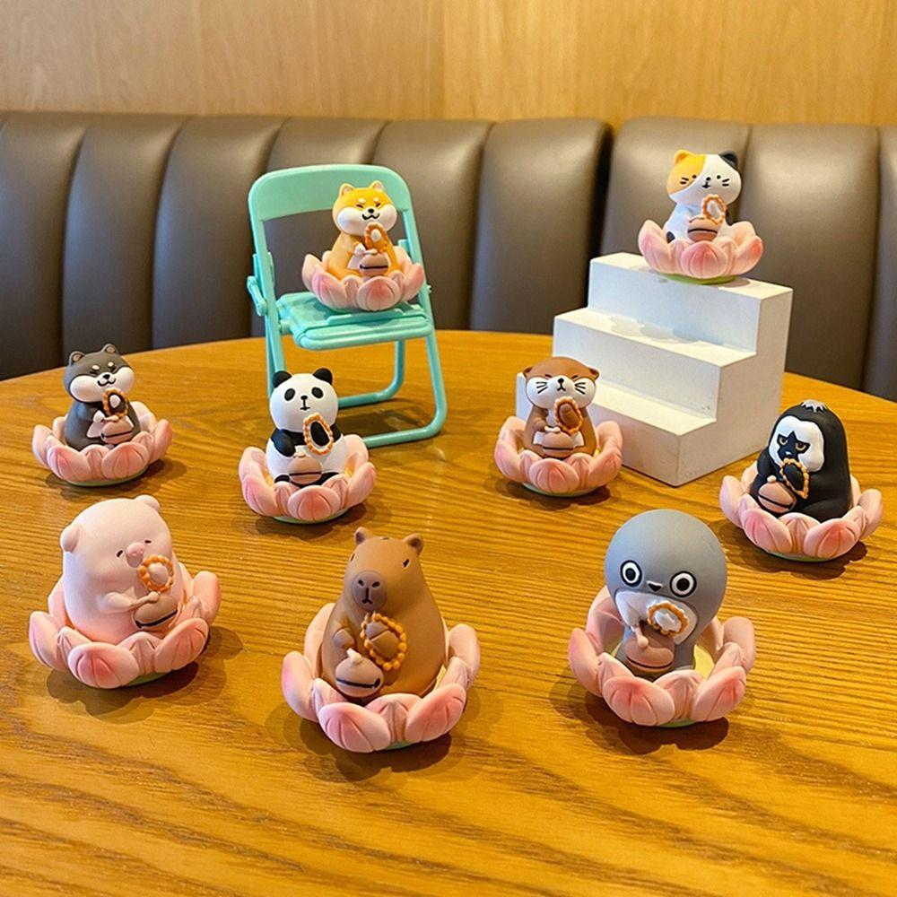 

Buddha Style Lotus Pig Car Ornaments Resin Capybara Model Figure Good Luck Lotus Ornament Table style F