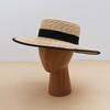 New Trendy Elegant European American Style Straw Hat Wide Brim Sun Hat Woven Edges Flat Top Women Seaside Vacation Party Sun Cap