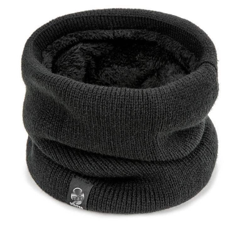 Unisex Thick Plush Knit Neck Gaiter, Wool Pullover Hat, Windproof Winter Warmer