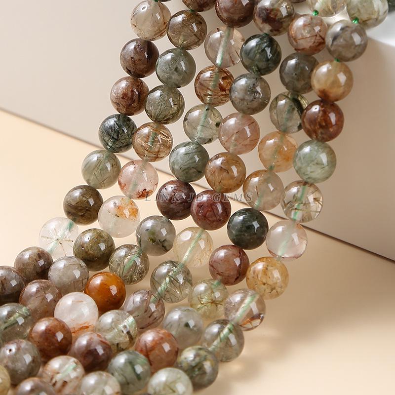 

Jingde Jewelry Натуральный красно-зеленый рутиловый кварц круглые бусины для DIY аксессуаров для хрустальных браслетов 10mm ~37 beads
