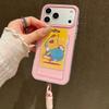 Candy Color Card Slot Bag Holder Phone Case For iPhone 17 16 15 14 13 12 11Pro Max Air Wrist Strap Shockproof Cover With Lanyard