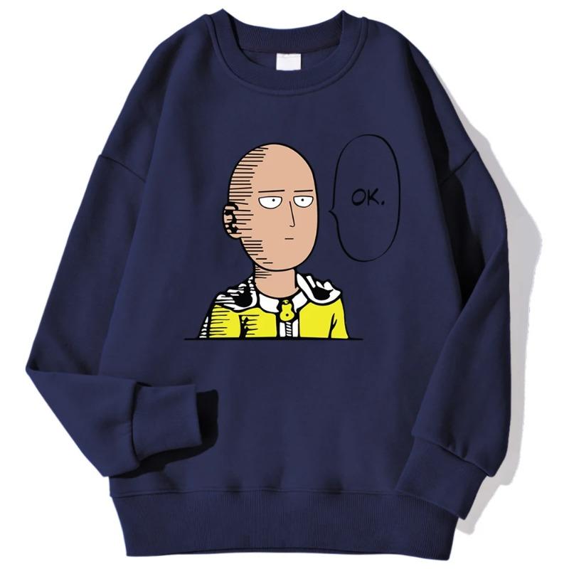 

One Punch Man Say Printed Men Pullover Casual Comfortable Warm Hooded Street Fashion Sweatshirts Autumn Fleece Streetwear Pullovers Long Sleeves men s 3XL темно-синий