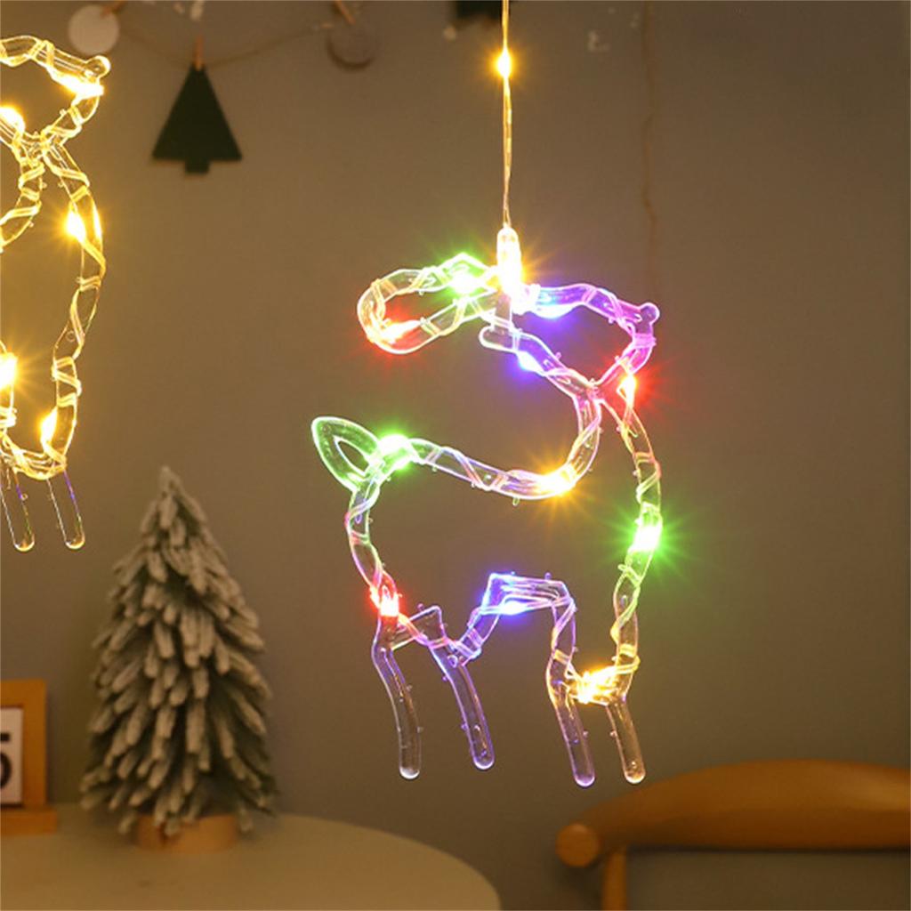 Samolepky na okna 45 LED Teplá bílá s přísavkou Sněhulák Elk Baterie Interiér Okenní dekorace Vánoční dekorace Vánoční 3 vzory