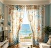 2 Stück Digital bedruckte Vorhänge mit Vintage-Meeresdesign, Stilvolle Fensterbehänge für Wohnzimmer, Schlafzimmer, Heimdekoration