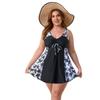 New European and American Plus Size Swimsuit Women's Conservative Skirt Split Swimsuit Spot
