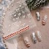 Niedlicher Weihnachts-Stil Weißer Weihnachtsbaum Schneeflocke Nagelkunst Aufkleber Rote Schleife Nagelkunst Druck Geprägter Aufkleber Festliche Nageldekoration