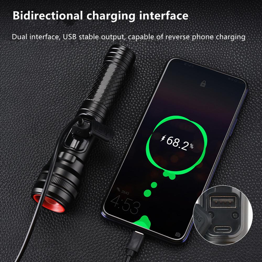 High Power Spotlight Long Range LED Flashlight Built-in 18650 Battery Aluminum Alloy With Tail Magnet For Cycling Camping